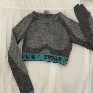 Gymshark long sleeve grey marble crop top